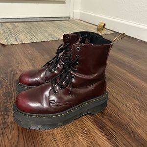 Vegan leather cherry red doc marten boots